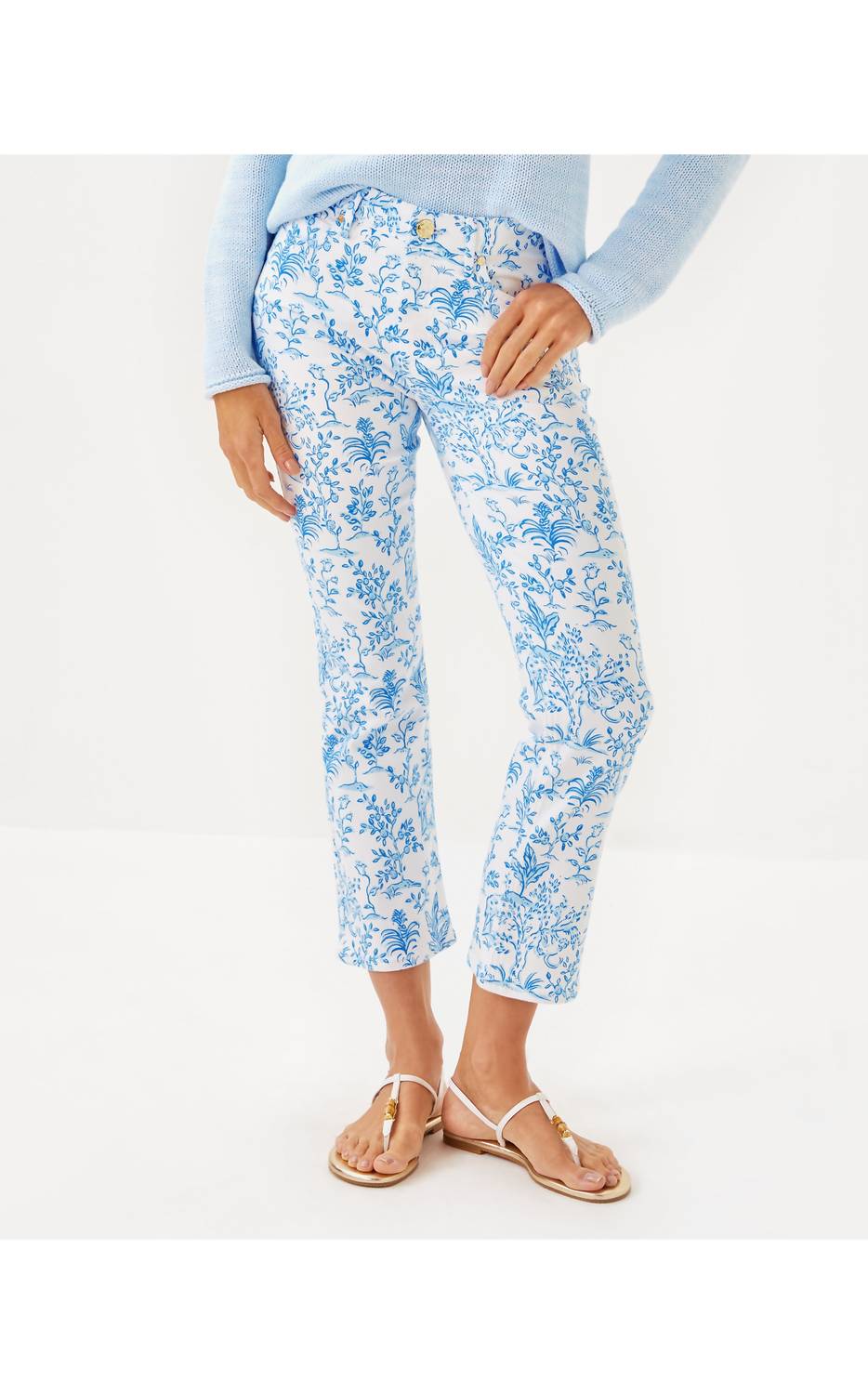 Lilly Pulitzer Annet High Rise Crop Flare Pants in tall tales - women's pants - detail view