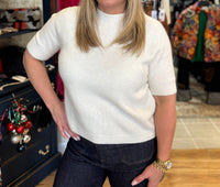 Yolly Felice Short Sleeve Sweater in white - women's sweater