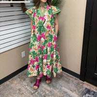 Umgee - Bold Floral Tiered Midi Dress