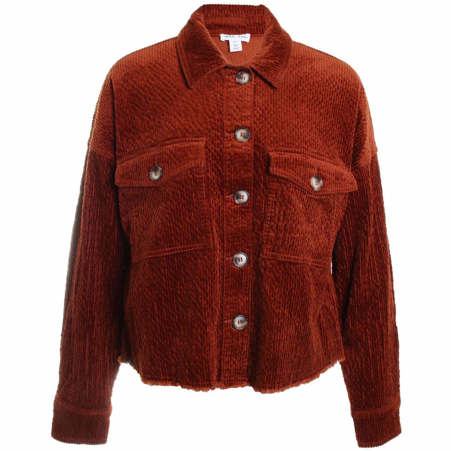Tribal - Crop Denim Shacket With Patch Pockets