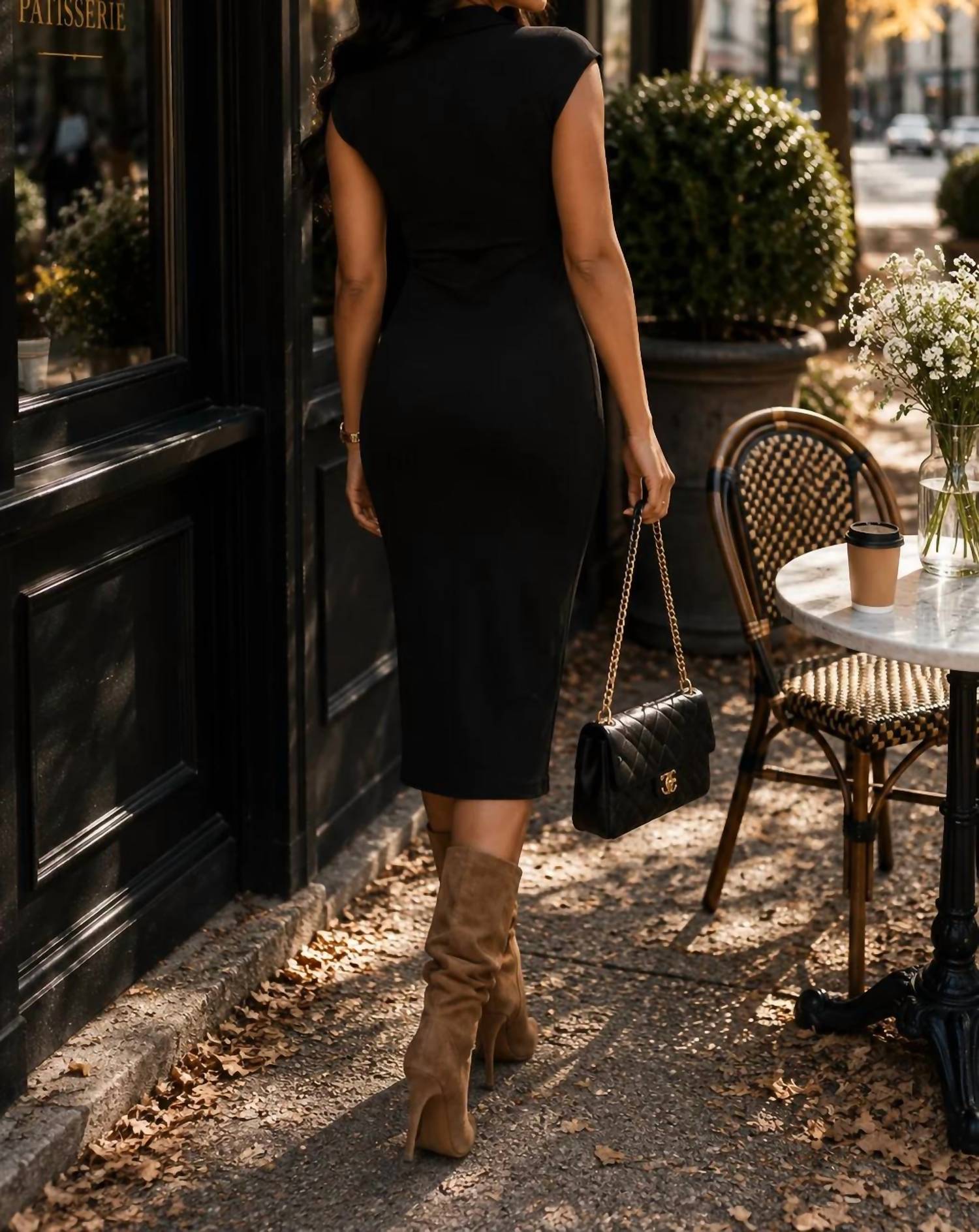 Surelymine - Ruched Collared Midi Dress