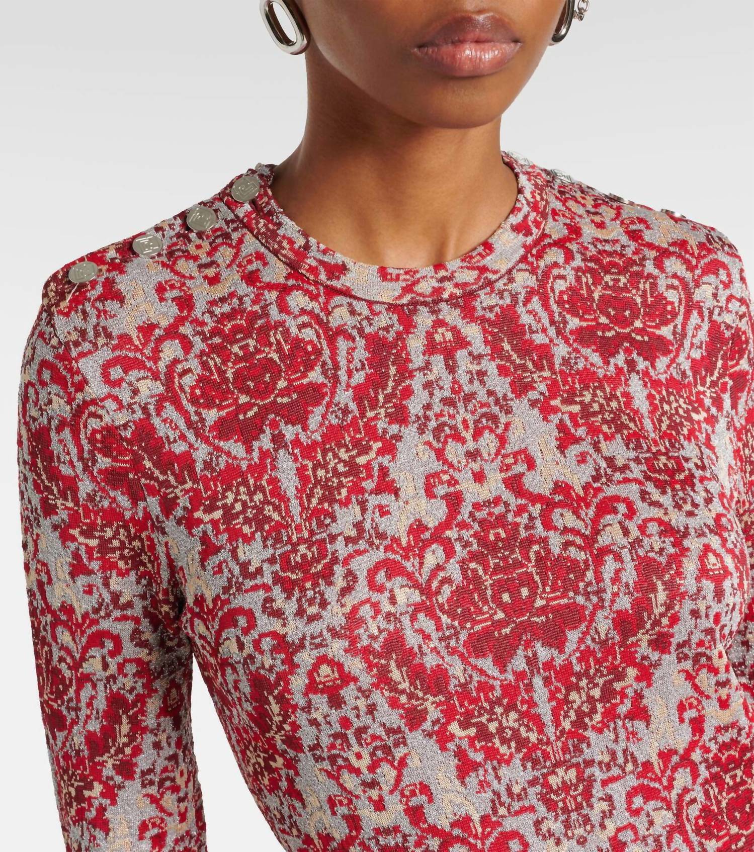 Rabanne - Long-sleeve Metallic Top