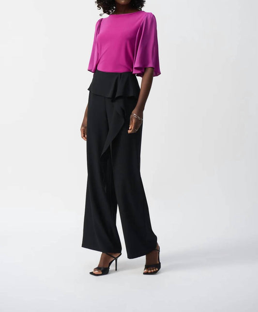 Joseph Ribkoff - Woven Front Tie Wide Leg Pants