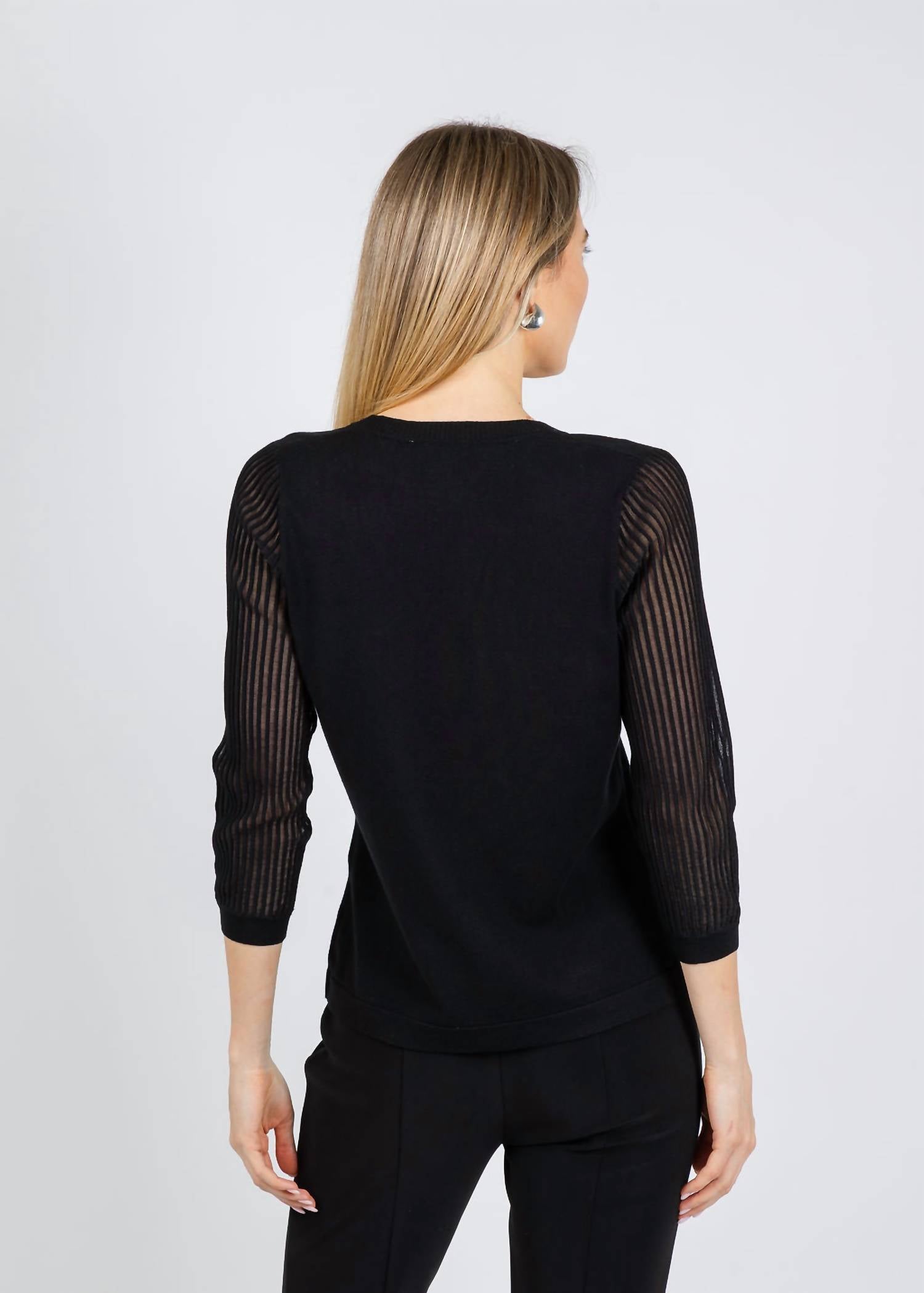 Hinson Wu Daisy 3/4 Sleeve Sweater in black - women's sweater - view 6