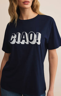 Z Supply Ciao Boyfriend Tee in blue sapphire - women's t-shirt - view 4