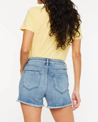 Kancan - High Rise Side Slit Denim Shorts