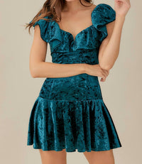 Mustard Seed - Ruffle Velvet Mini Dress