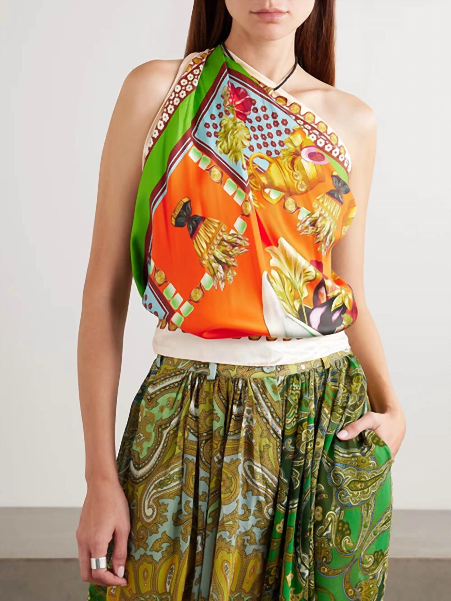 Alemais - Rocco Printed Silk-twill Scarf Top