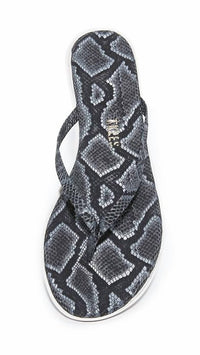 TKEES Women's Studio Exotic Sandal in moon snake - women's shoe - detail view