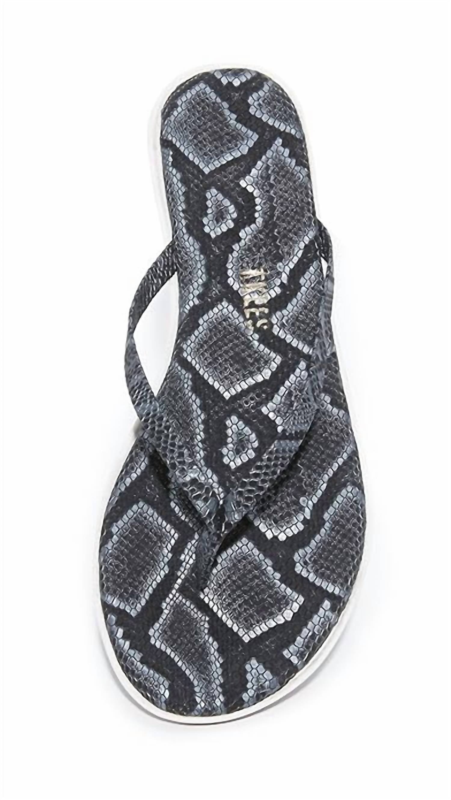 TKEES Women's Studio Exotic Sandal in moon snake - women's shoe - detail view