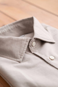 C.O.F. Studio Men's Standard Shirt Oxford Shirt in dyed taupe - men's long sleeve top - alternate view