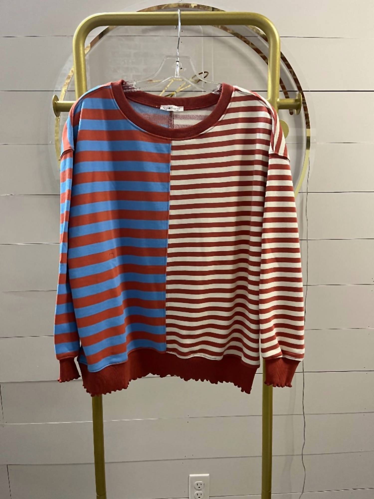 Carole Christian Women's Striped Pullover Sweater in blue cream coral - women's sweater