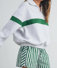 Buttermelon Sideline Half Zip Sweatshirt in grey - women's top - detail view