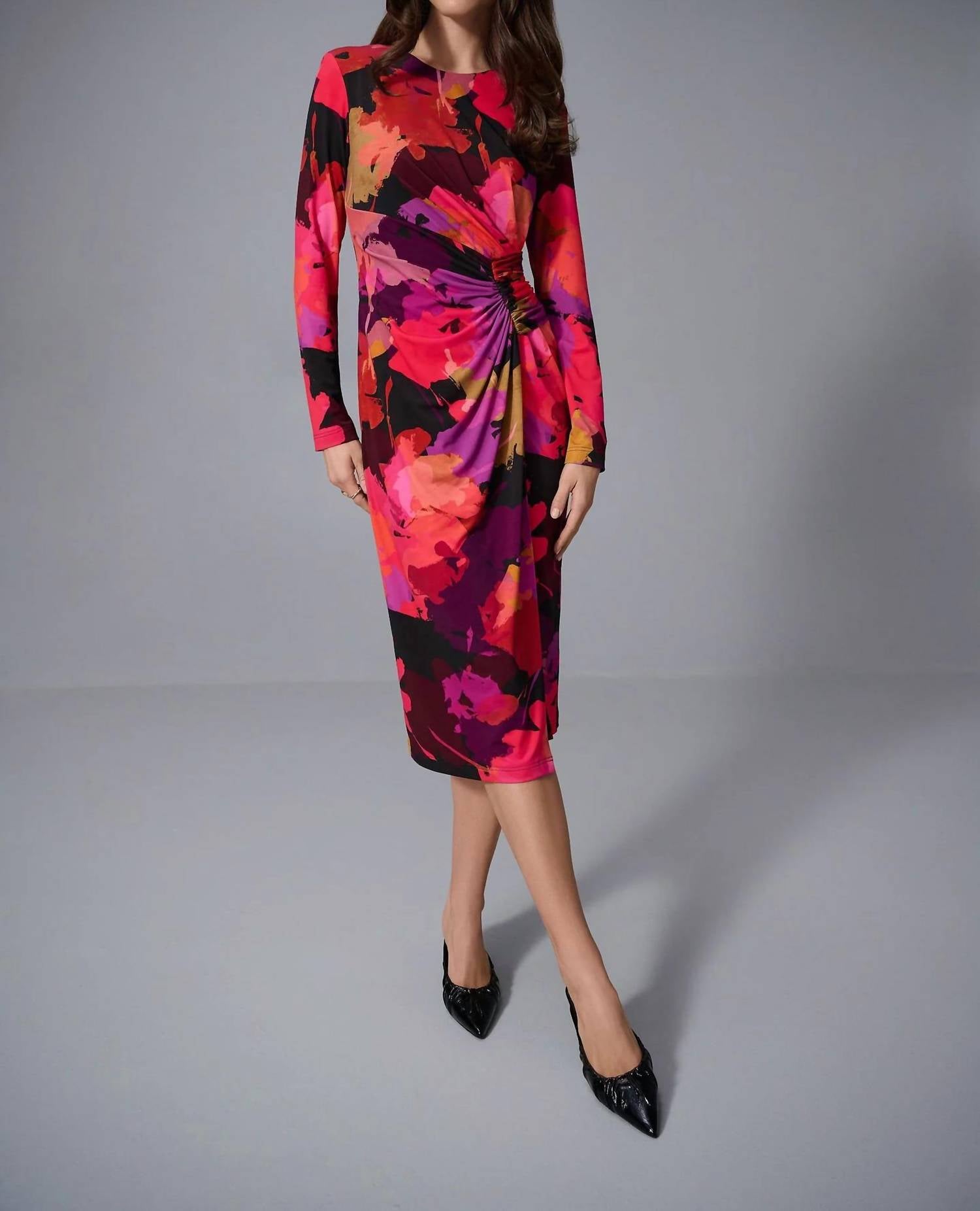 Joseph Ribkoff - SILKY KNIT FLORAL PRINT SHEATH DRESS