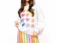QUEEN OF SPARKLES Sweet Hearts Sweatshirt in light grey - women's top