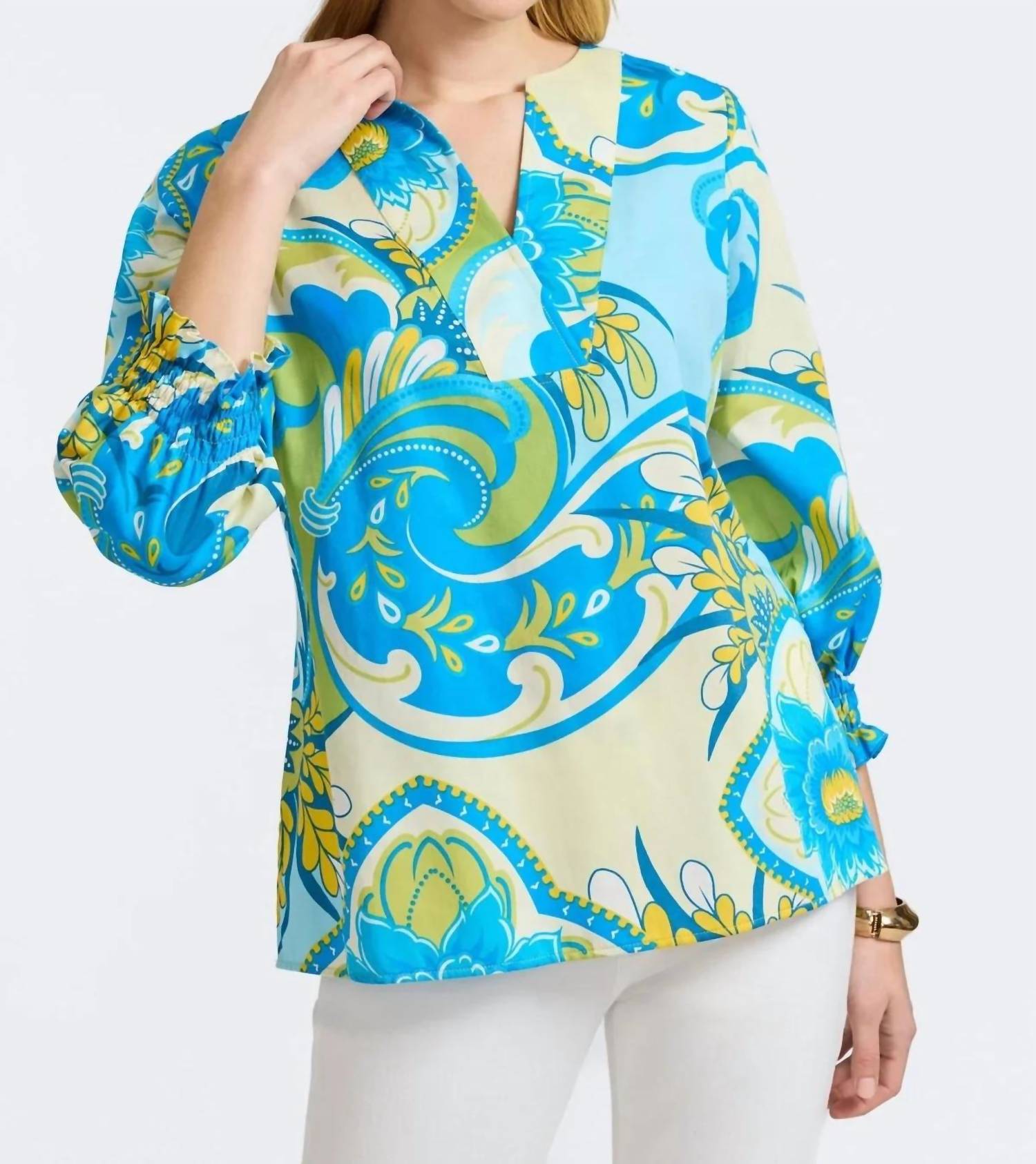 Foxcroft - Alicia Tropical Jacobean Popover Shirt