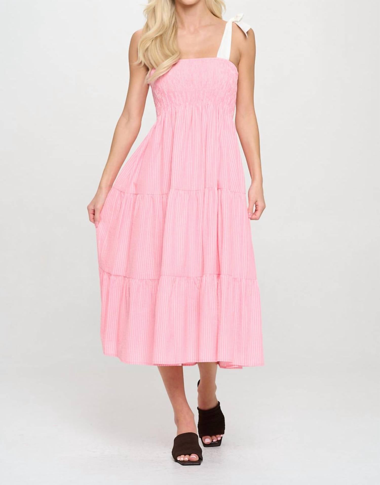 Meet Me In Santorini - Sutton Striped Midi Dress With Tie Straps
