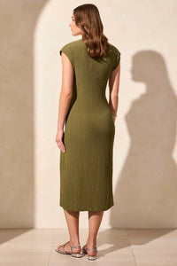 Tribal - V-neck Tie Waist Midi Dress