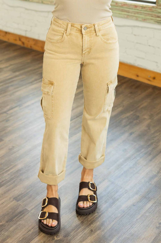 Vervet By Flying Monkey - Dixie High Rise Relaxed Straight Cargo Jeans
