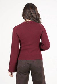 PISTOLA Aeron V-neck Cardigan in claret 2 - women's cardigan - alternate view