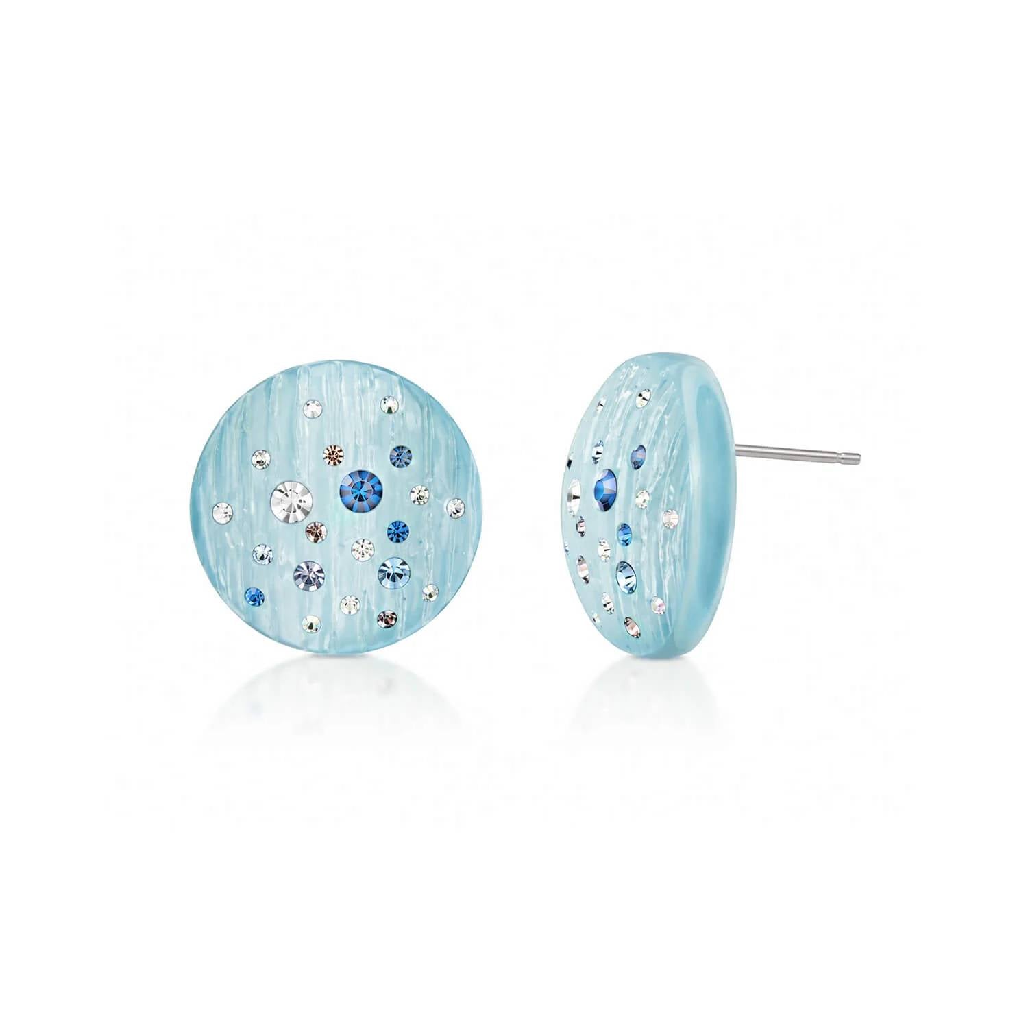 Gold & Honey - Women's Confetti Crystal Button Stud Earrings
