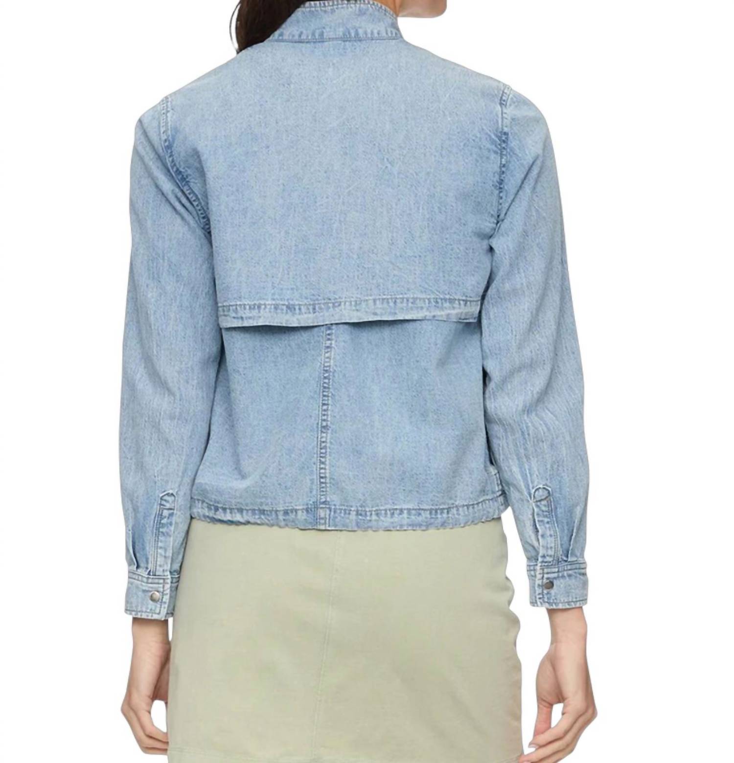 Flags & Anthem Wilma Utility Cropped Jacket in light wash - women's jacket - detail view