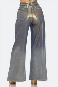 Banjul - Metallic Shiny Wide Leg Jean