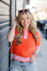 Thml - Collared Short Sleeve Knit Top