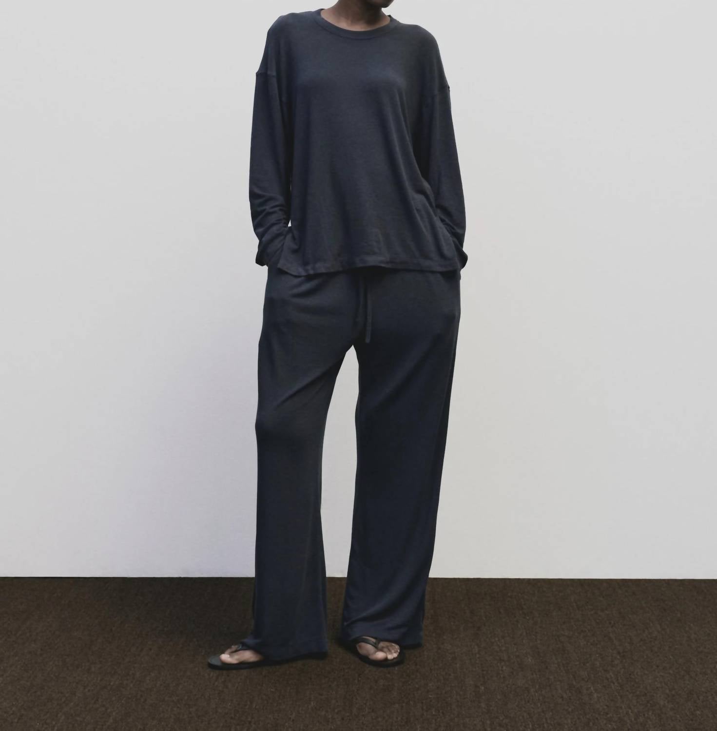 Mijeong Park Wool Cotton Jersey Pants in navy - women's pants - view 5