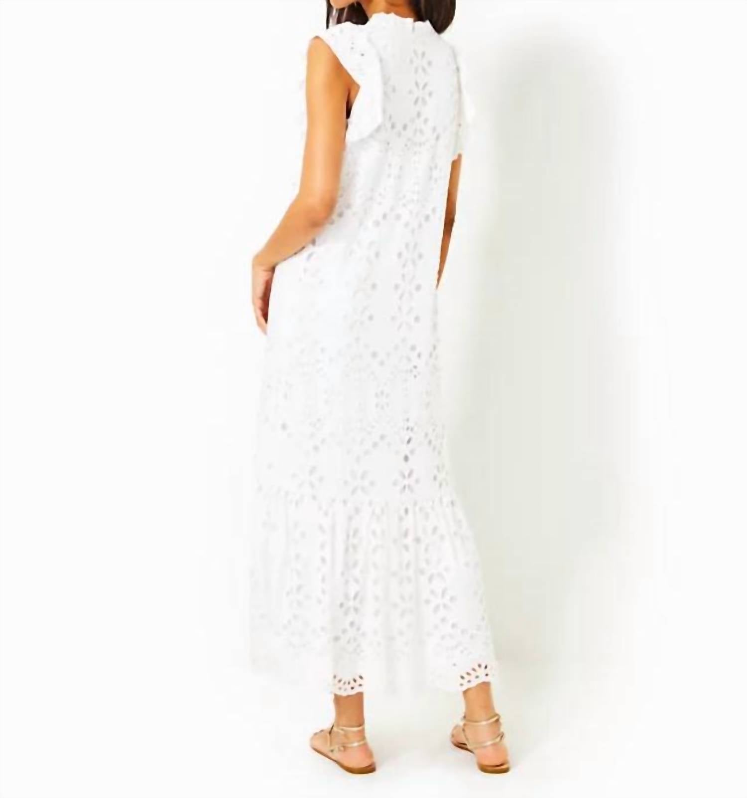 Lilly Pulitzer - Klaudie Ruffle Sleeve Eyelet Midi Dress