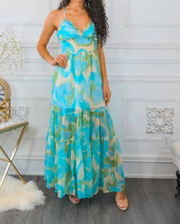 Surelymine - Swirl Pattern Maxi Dress