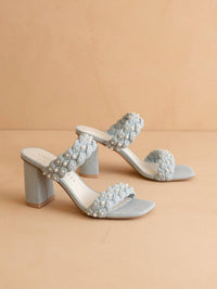 OASIS SOCIETY Women's Parisa Braided Pearl Heeled Sandals in denim - women's heels - view 4