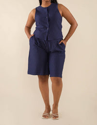 Nlt - Noah High Neck Pinstripe Vest -PLUS