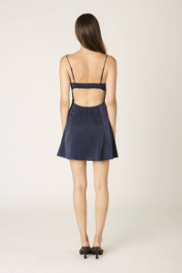 Cotton Candy LA Satin Mini Dress in navy - women's dress - alternate view