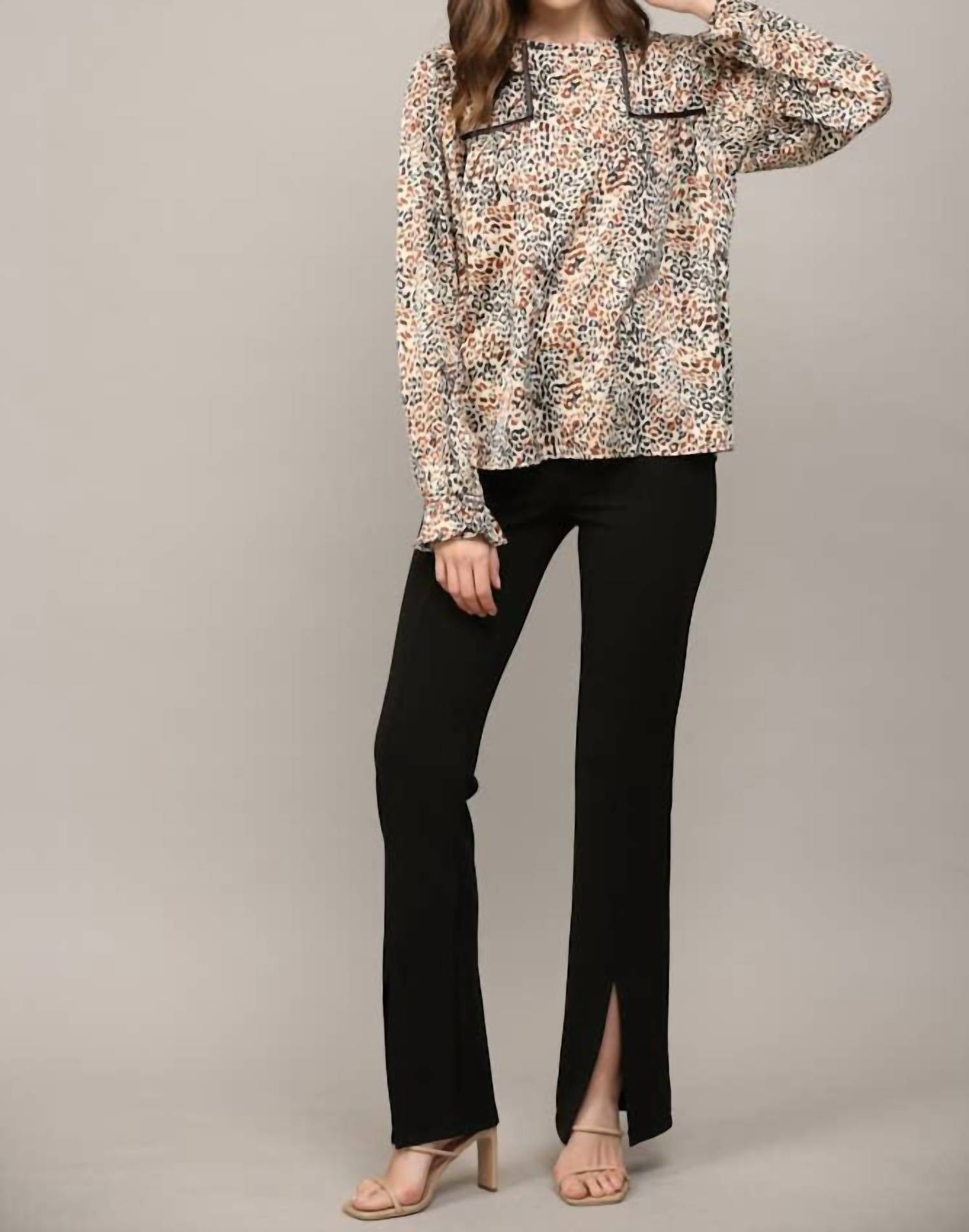 Fate - Esme Animal-print Lace Peasant Blouse