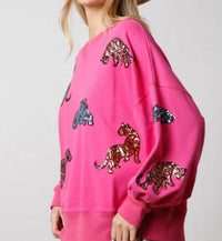Peach Love - Multi Color Sequins Tiger Sweatshirt