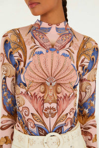 Farm Rio - Sea Garden Scarf Print Blouse