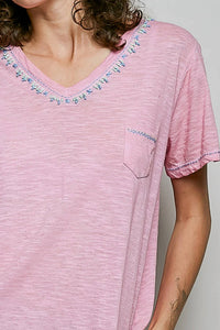 Pol - Hand-stitched Detail Slub Cotton Tee