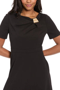 London Times - Drape Neckline Bodice A-line Dress