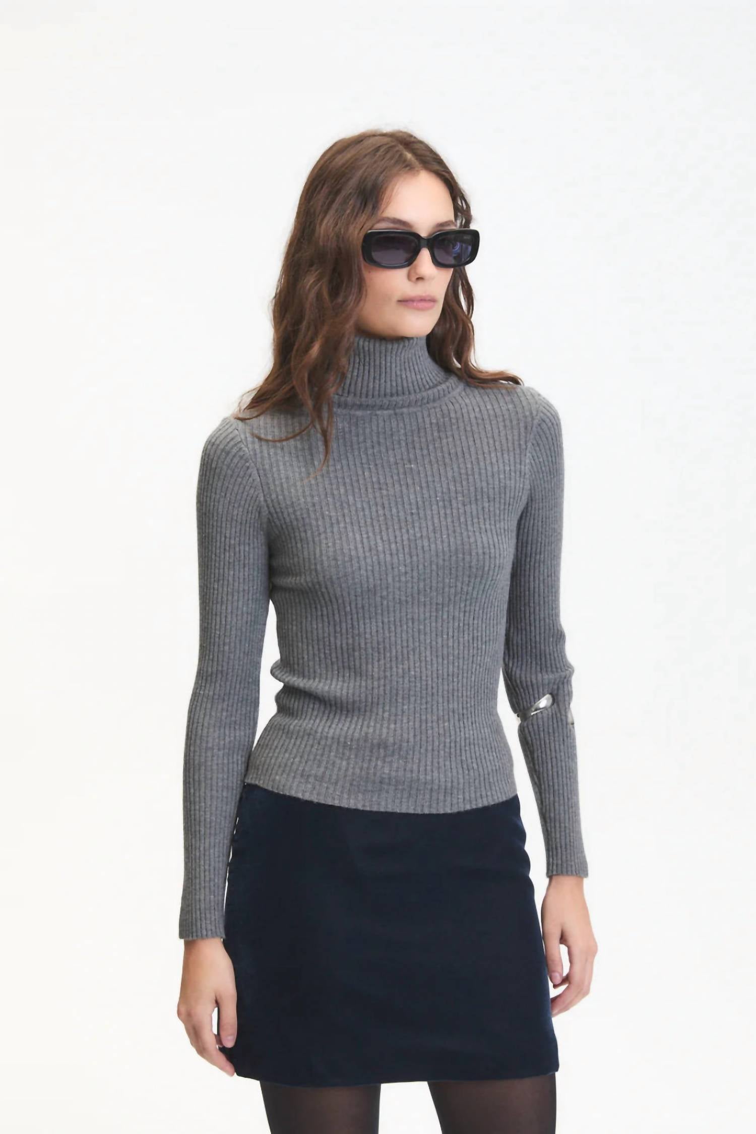 Deluc - Soft Ribbed Turtleneck Top