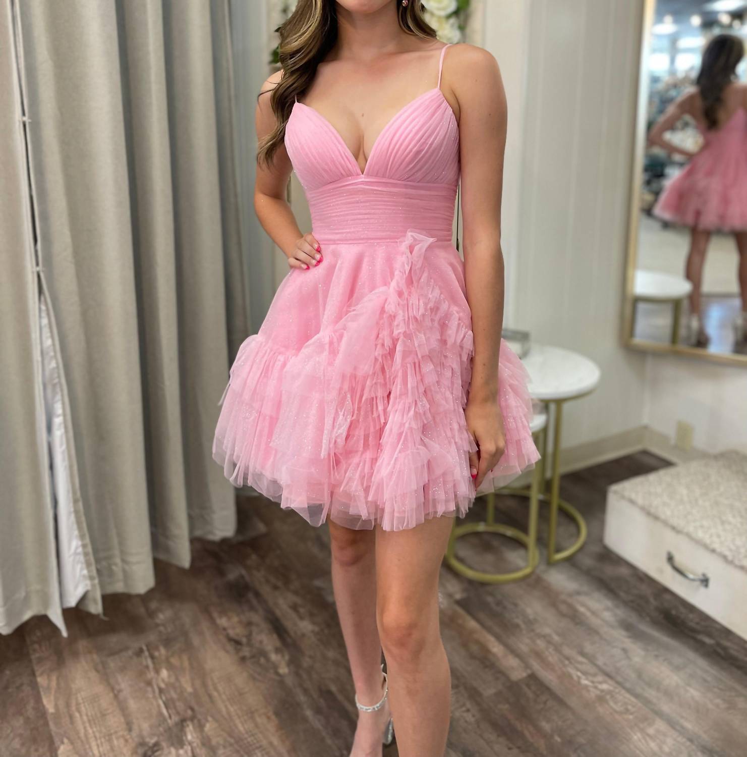 Sherri Hill - Ruffle Tulle Mini Dress