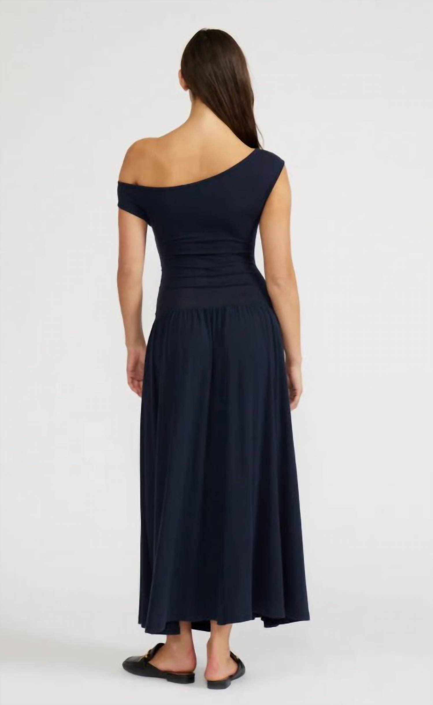 LUCY PARIS Larson Knit Maxi Dress in navy - women's dress - alternate view