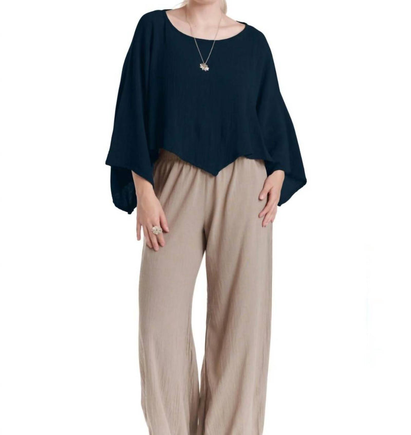 Oh My Gauze! Vanna Boatneck Top in sapphire - women's blouse