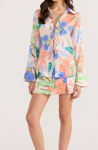 MINKPINK Ravina Tie Shirt in vivid floral print - women's long sleeve top