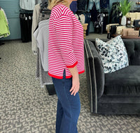 Multiples 3/4 Sleeve Drop Shoulder Wide Neck Sweater in candy pink - women's sweater - alternate view