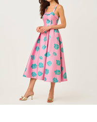 Lilly Pulitzer Rissy Midi Dress in conch shell pink jungle flower brocade - women's dress - alternate view
