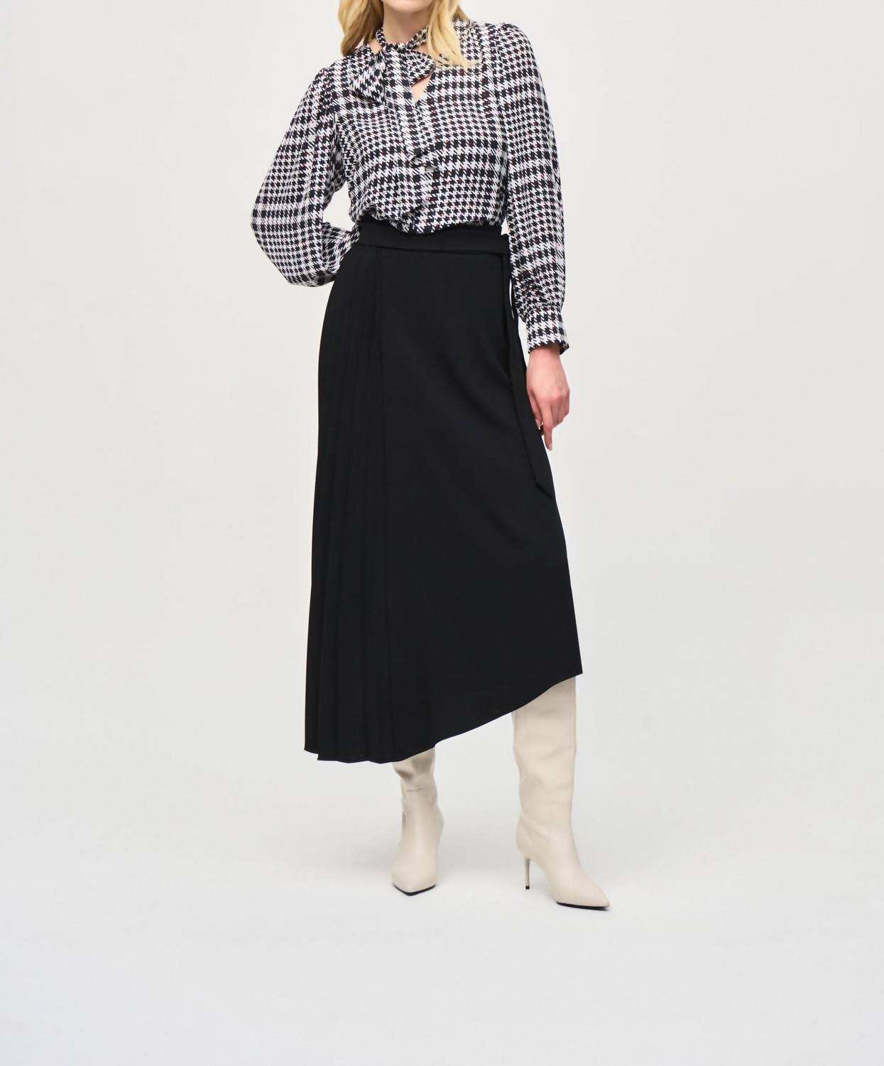 Joseph Ribkoff - Pleated Asymmetric Maxi Skirt