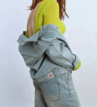 Lili Sidonio - Rhinestone Straight Cut Jean Jacket