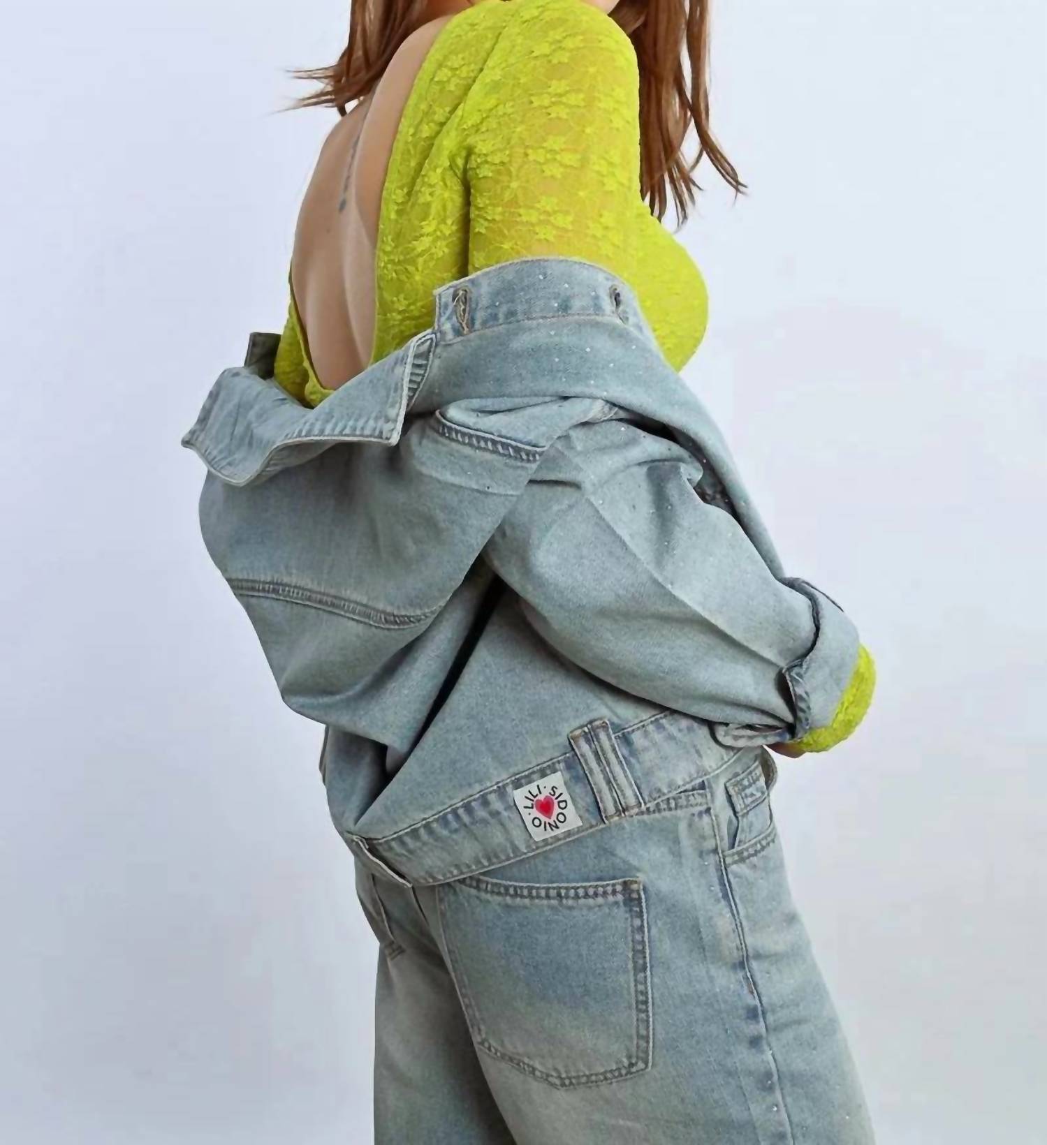 Lili Sidonio - Rhinestone Straight Cut Jean Jacket