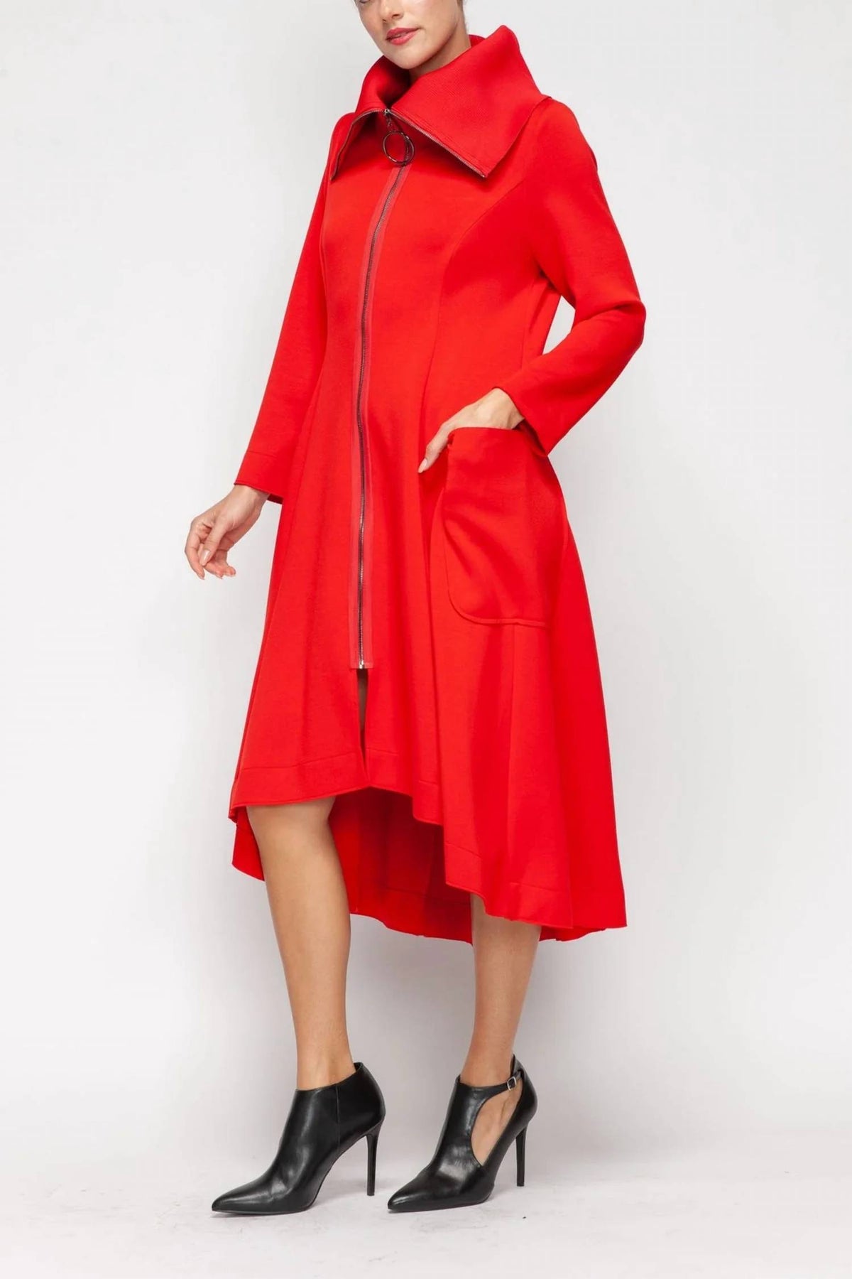Ic Collection - Wide Rip Collar High-low Jacket